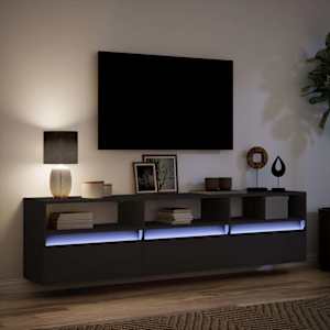 Nástěnná TV skříňka s LED svítidlem černá 180 x 31 x 45 cm - obrázek 5