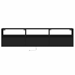 Nástěnná TV skříňka s LED svítidlem černá 180 x 31 x 45 cm - obrázek 6