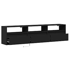Nástěnná TV skříňka s LED svítidlem černá 180 x 31 x 45 cm - obrázek 9