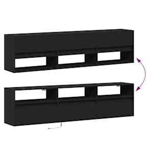 Nástěnná TV skříňka s LED svítidlem černá 180 x 31 x 45 cm - obrázek 10