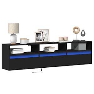 Nástěnná TV skříňka s LED svítidlem černá 180 x 31 x 45 cm
