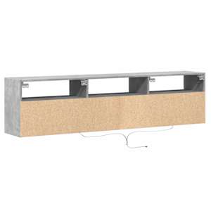 Nástěnná TV skříňka s LED betonově šedá 180 x 31 x 45 cm - obrázek 8