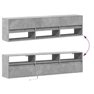 Nástěnná TV skříňka s LED betonově šedá 180 x 31 x 45 cm - obrázek 10