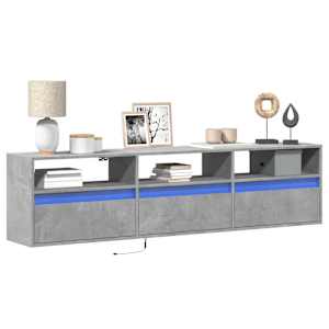 Nástěnná TV skříňka s LED betonově šedá 180 x 31 x 45 cm - obrázek 1