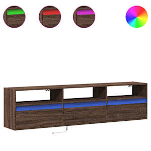 Nástěnná TV skříňka s LED hnědý dub 180 x 31 x 45 cm - obrázek 2