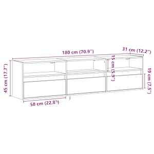 Nástěnná TV skříňka s LED hnědý dub 180 x 31 x 45 cm - obrázek 16