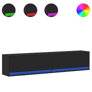 Nástěnná TV skříňka s LED černá 180 x 31 x 38 cm - obrázek 2