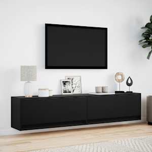 Nástěnná TV skříňka s LED černá 180 x 31 x 38 cm - obrázek 4