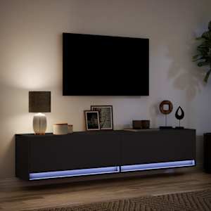 Nástěnná TV skříňka s LED černá 180 x 31 x 38 cm - obrázek 5