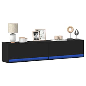 Nástěnná TV skříňka s LED černá 180 x 31 x 38 cm - obrázek 1
