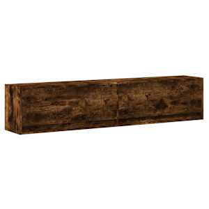 vidaXL Dulap TV de perete cu lumini LED, stejar fumuriu, 180x31x38 cm