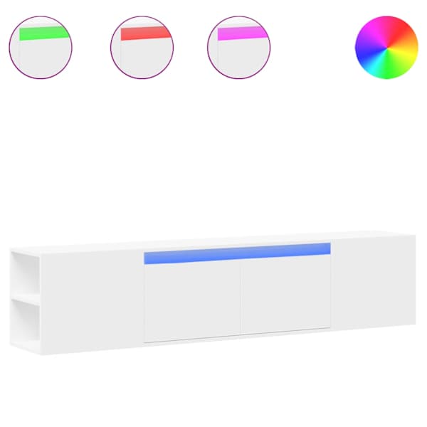 vidaXL teleri seinakapp LED-tuledega, valge, 180 x 31 x 39,5 cm