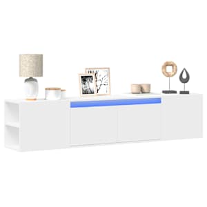 Stenska TV omarica z LED lučkami bela 180x31x39,5 cm