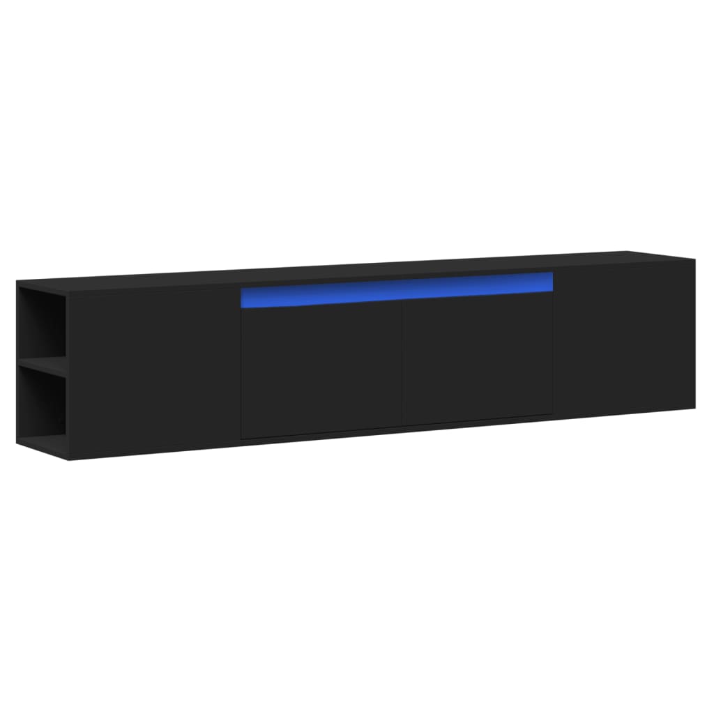 Thumbnail - vidaXL TV-Wandschrank mit LED-Beleuchtung Schwarz 180x31x39,5 cm