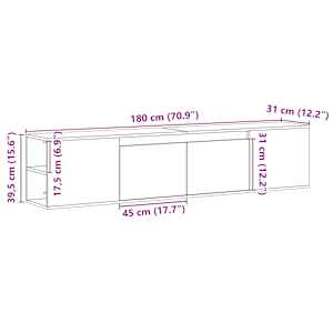 Nástěnná TV skříňka s LED černá 180 x 31 x 39,5 cm - obrázek 15