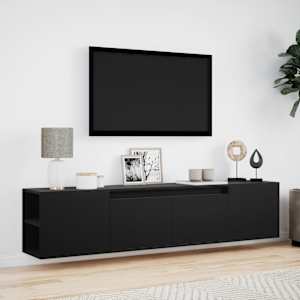 Nástěnná TV skříňka s LED černá 180 x 31 x 39,5 cm - obrázek 4