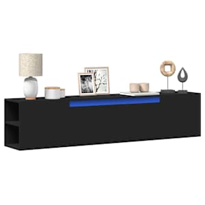 Nástěnná TV skříňka s LED černá 180 x 31 x 39,5 cm