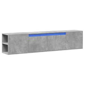vidaXL Comodă TV de perete cu lumini LED, gri beton, 180x31x39,5 cm