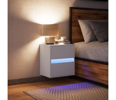 vidaXL Wand-Nachttisch mit LED-Leuchten Wei&szlig;