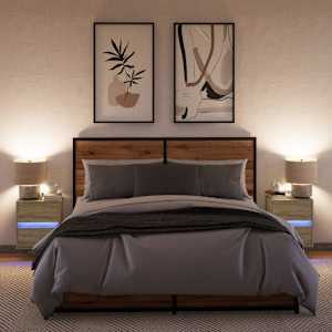 Nástěnné noční stolky s LED osvětlením 2 ks dub sonoma - obrázek 3