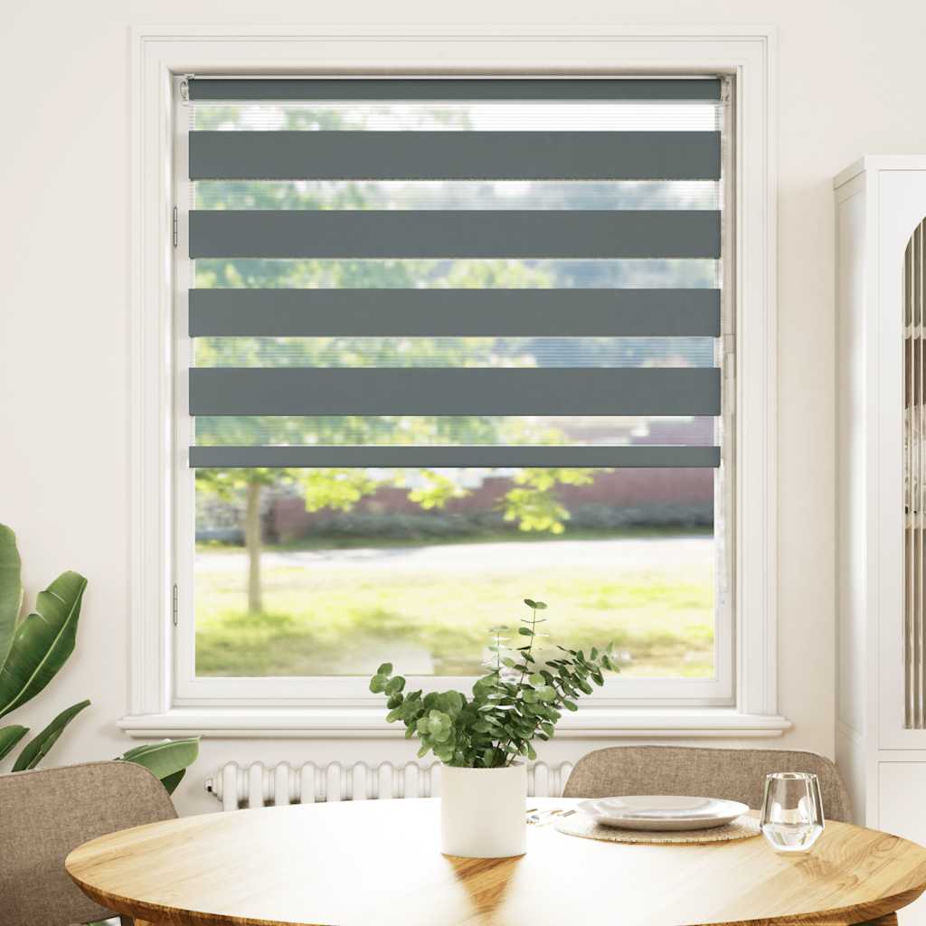 vidaXL Zebra rolgordijn 110x100 cm stofbreedte 105,9 cm donkergrijs afbeelding
