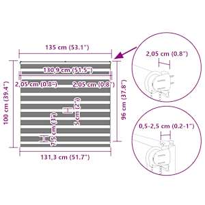 Zebra roleta tmavě šedá 135x100cm šířka látky 130,9cm polyester - obrázek 16