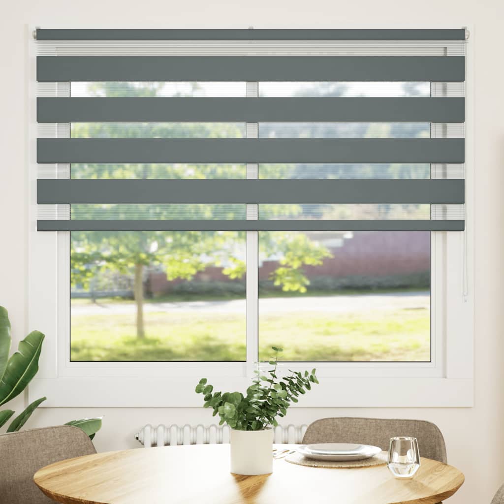 vidaXL Zebra rolgordijn 155x100 cm stofbreedte 150,9 cm donkergrijs afbeelding