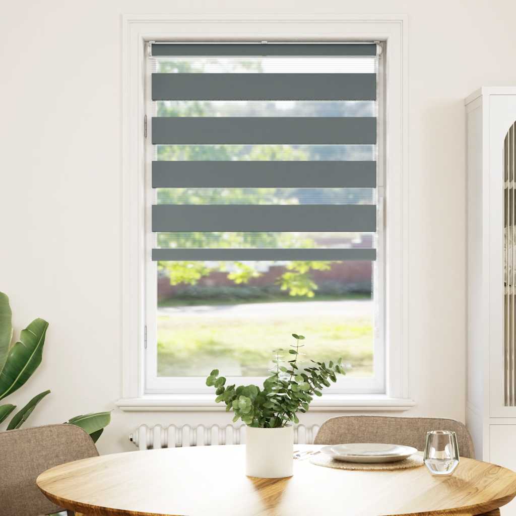 vidaXL Zebra rolgordijn 70x150 cm stofbreedte 65,9 cm donkergrijs afbeelding