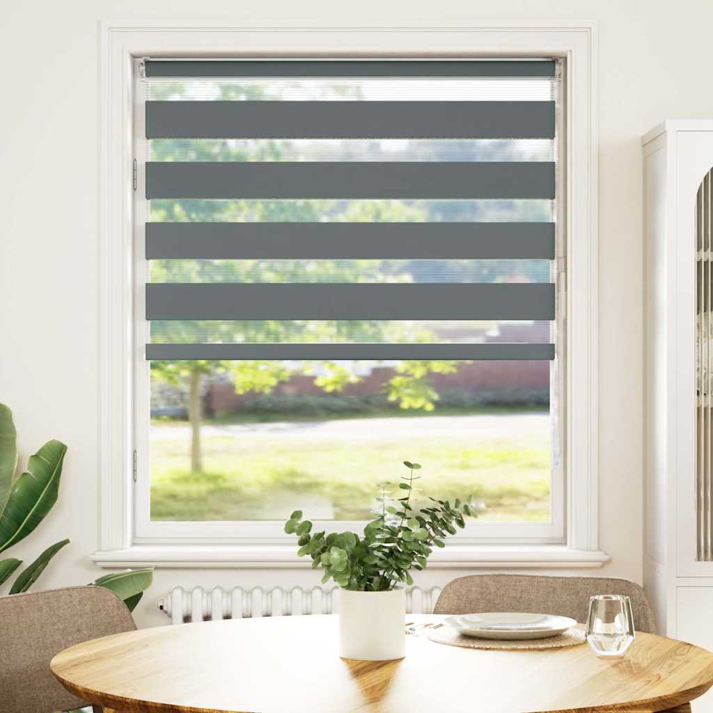 vidaXL Zebra rolgordijn 100x150 cm stofbreedte 95,9 cm donkergrijs afbeelding