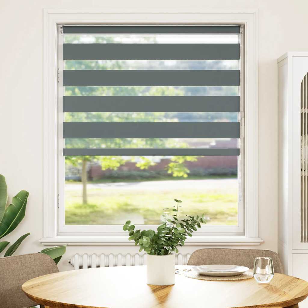 vidaXL Zebra rolgordijn 110x150 cm stofbreedte 105,9 cm donkergrijs afbeelding