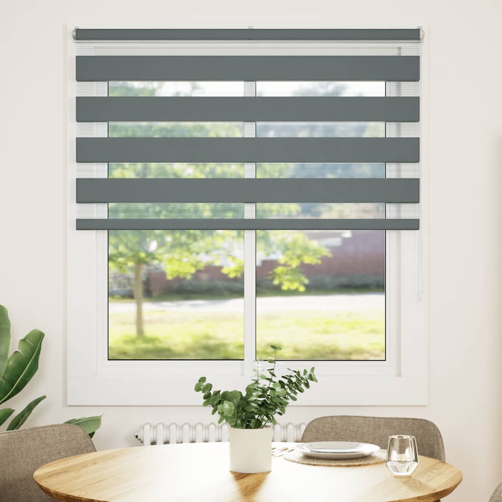 vidaXL Zebra rolgordijn 120x150 cm stofbreedte 115,9 cm donkergrijs afbeelding