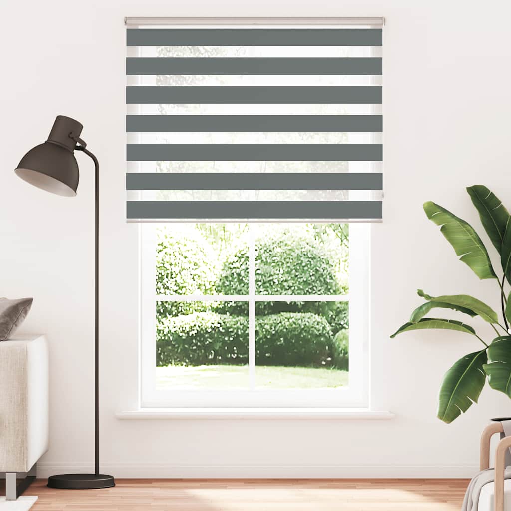 vidaXL Zebra rolgordijn 140x200 cm stofbreedte 135,9 cm donkergrijs afbeelding