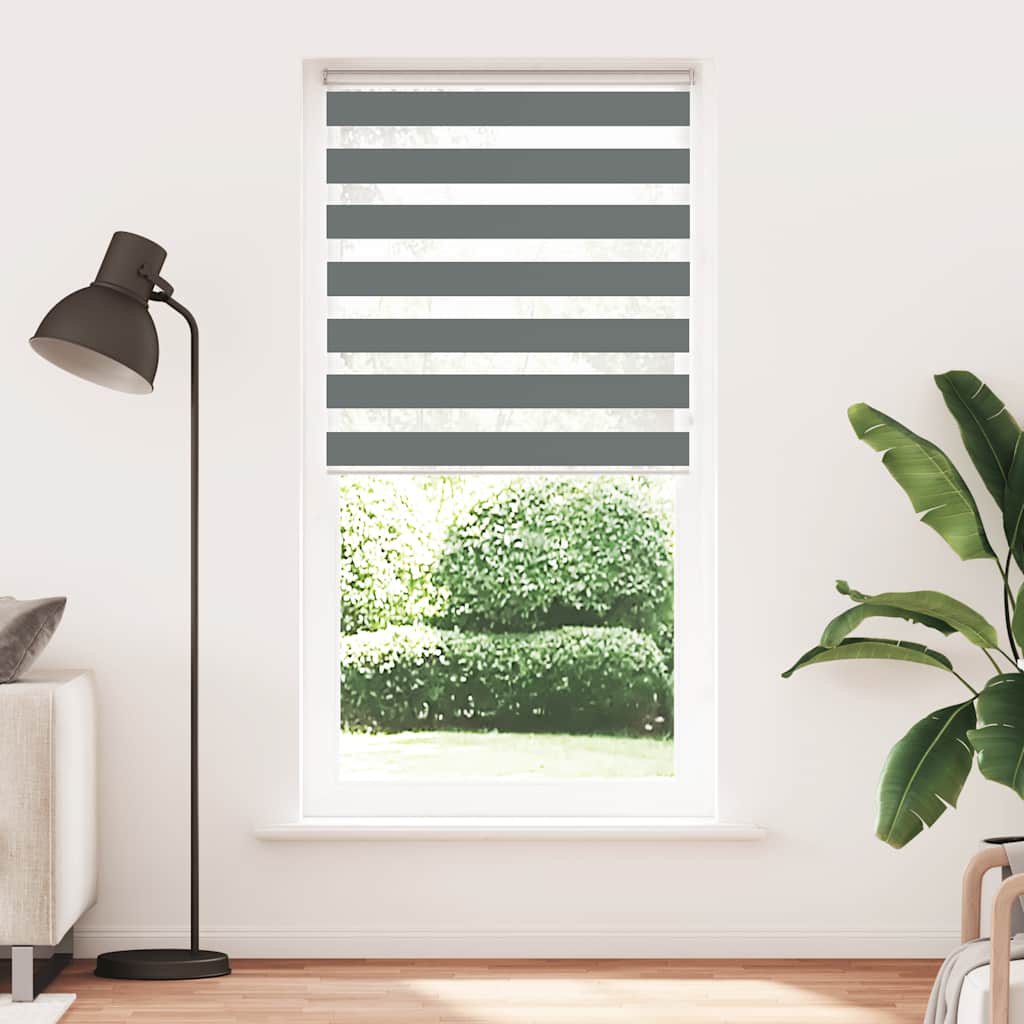 vidaXL Zebra rolgordijn 105x230 cm stofbreedte 100,9 cm donkergrijs afbeelding