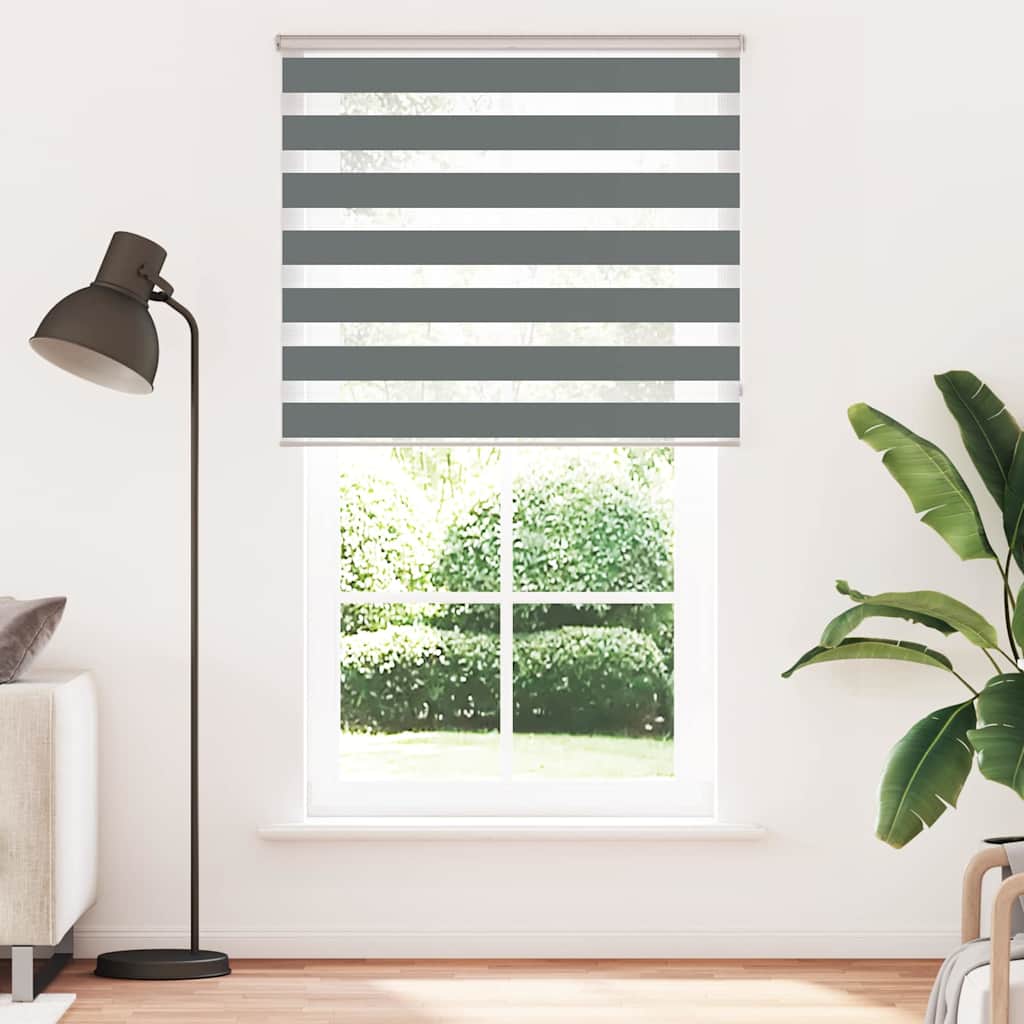 vidaXL Zebra rolgordijn 135x230 cm stofbreedte 130,9 cm donkergrijs afbeelding