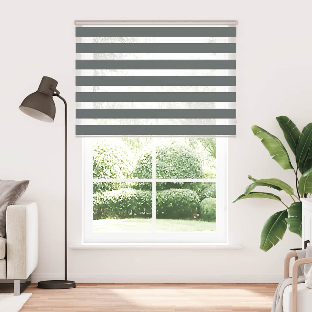 vidaXL Zebra rolgordijn 160x230 cm stofbreedte 155,9 cm donkergrijs afbeelding