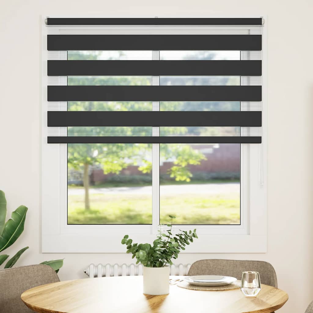 vidaXL Zebra roleta čierna 125x100 cm šírka látky 120,9cm polyester
