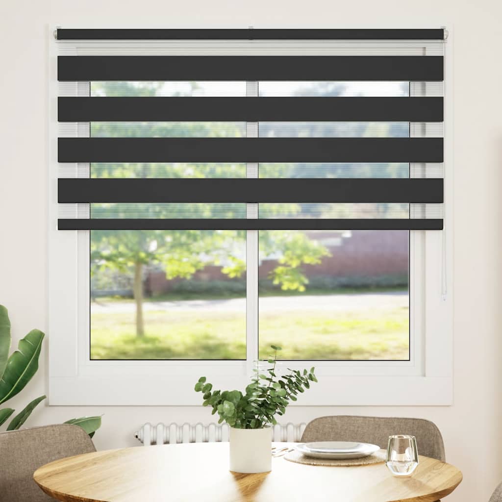 vidaXL Zebra rolgordijn 140x100 cm stofbreedte 135,9 cm zwart afbeelding