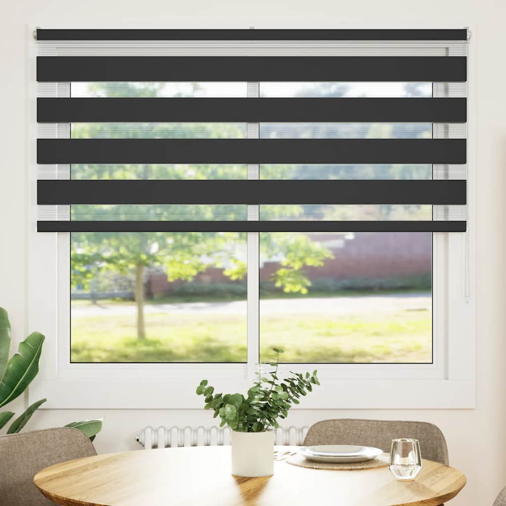 vidaXL Zebra rolgordijn 160x100 cm stofbreedte 155,9 cm zwart afbeelding