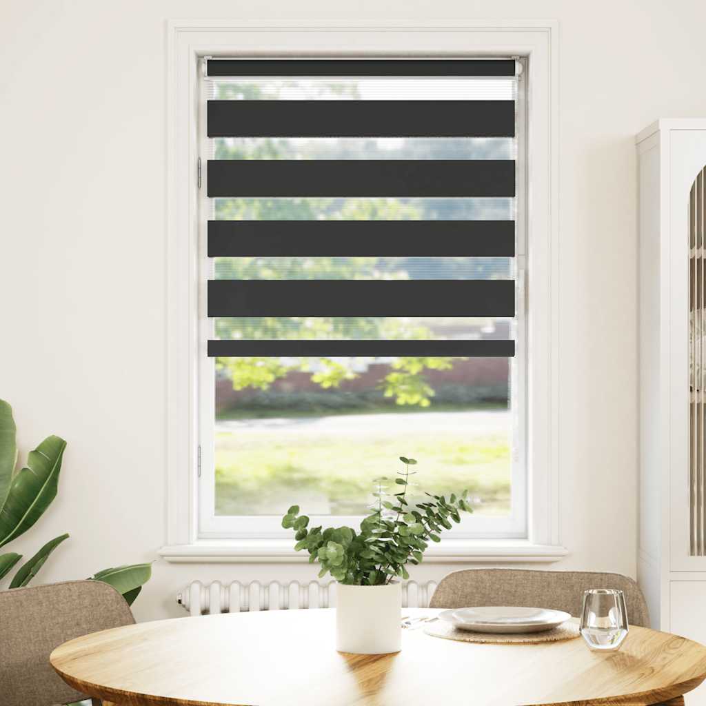 vidaXL Zebra rolgordijn 70x150 cm stofbreedte 65,9 cm zwart afbeelding