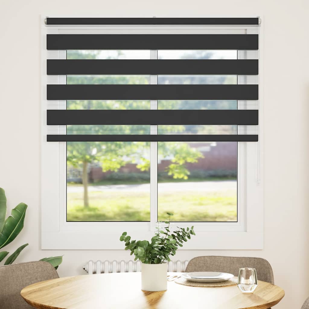 vidaXL Zebra rolgordijn 130x150 cm stofbreedte 125,9 cm zwart afbeelding