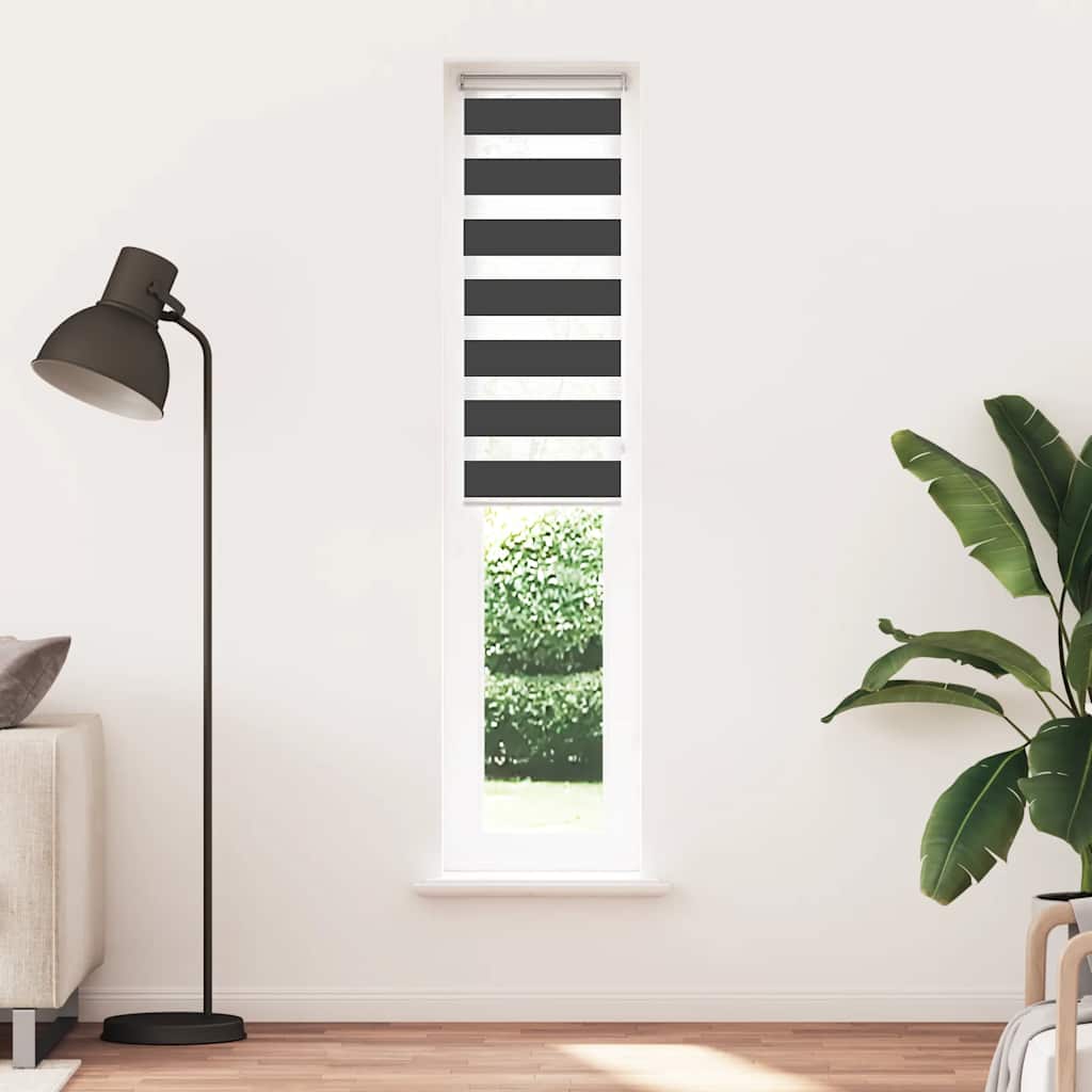 vidaXL Zebra rolgordijn 50x200 cm stofbreedte 45,9cm zwart afbeelding