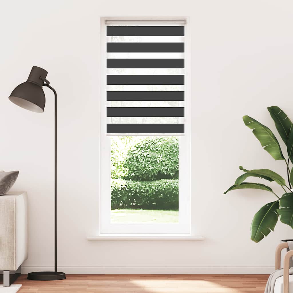 vidaXL Zebra rolgordijn 85x230 cm stofbreedte 80,9 cm zwart afbeelding