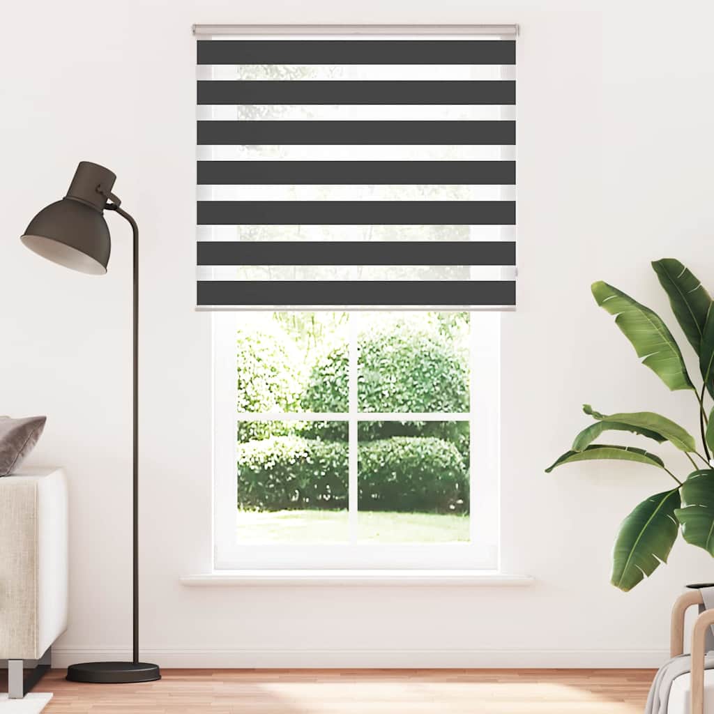 vidaXL Zebra rolgordijn 135x230 cm stofbreedte 130,9 cm zwart afbeelding