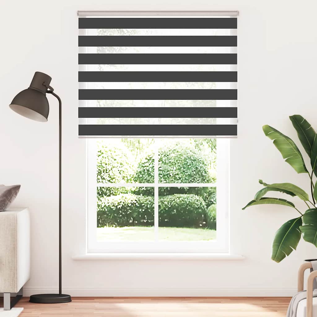 vidaXL Zebra rolgordijn 145x230 cm stofbreedte 140,9 cm zwart afbeelding