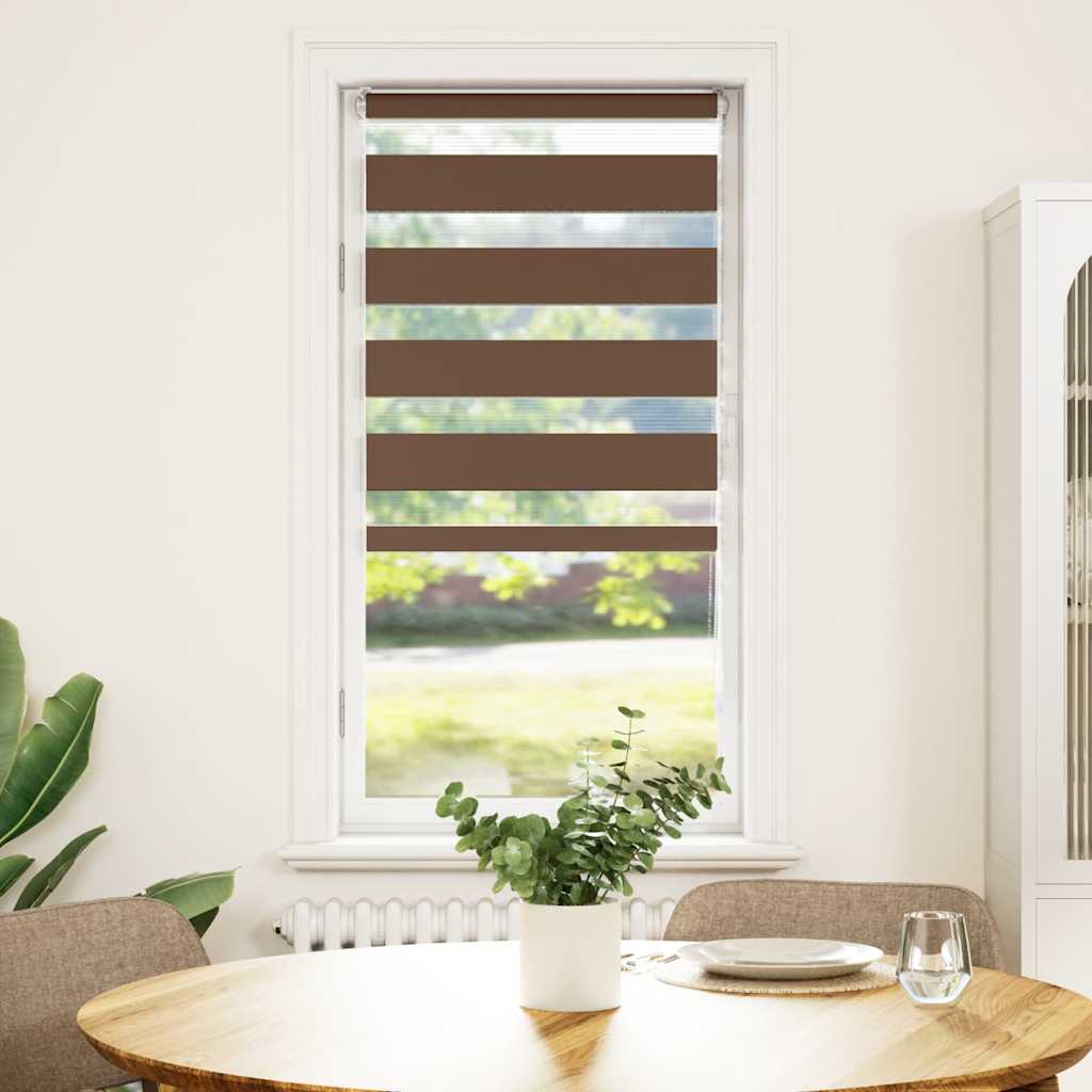 vidaXL Zebra rolgordijn 55x100 cm stofbreedte 50,9 cm polyester bruin afbeelding
