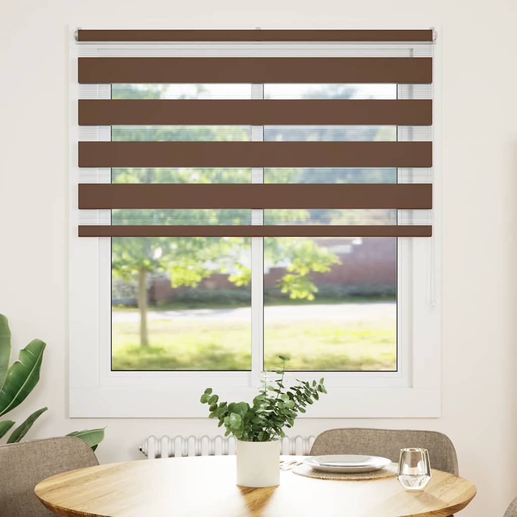 vidaXL Zebra rolgordijn 120x100 cm stofbreedte 115,9cm polyester bruin afbeelding