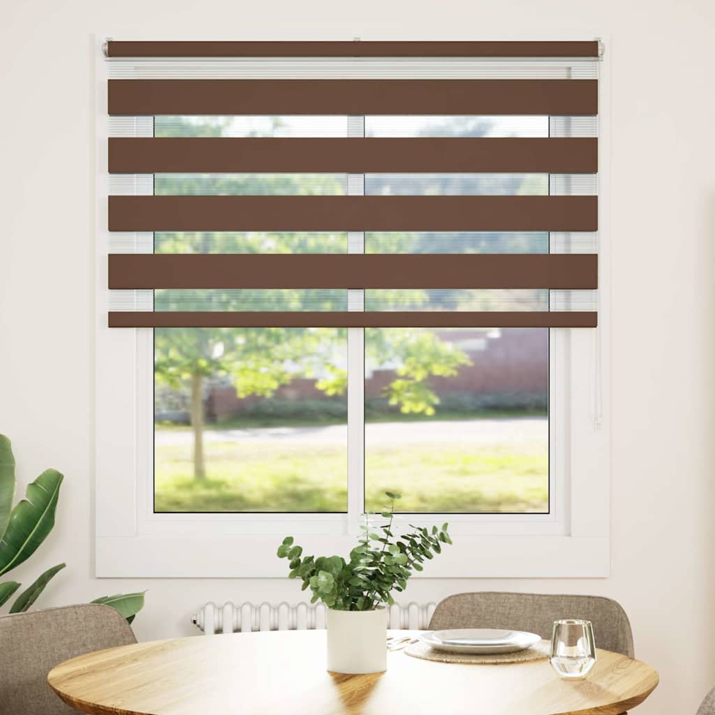 vidaXL Zebra rolgordijn 125x100 cm stofbreedte 120,9cm polyester bruin afbeelding
