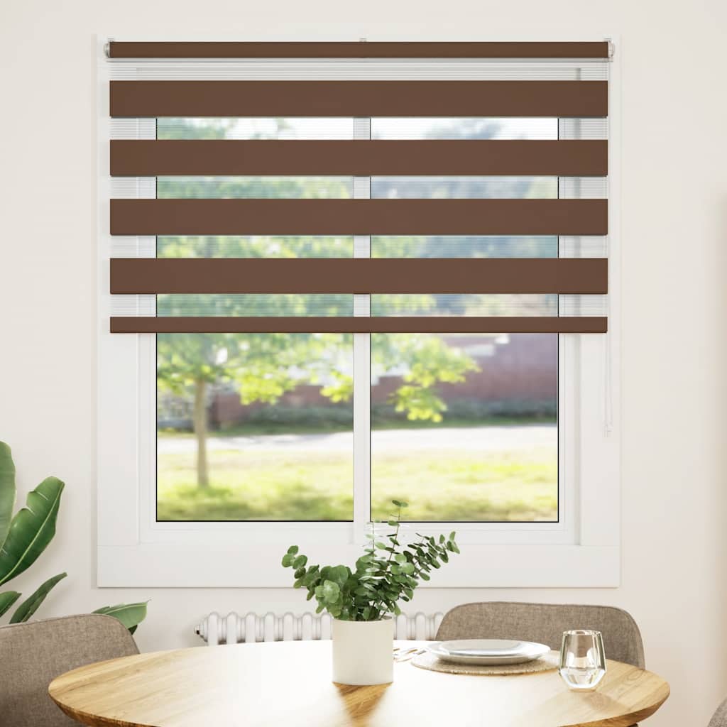 vidaXL Zebra rolgordijn 135x100 cm stofbreedte 130,9cm polyester bruin afbeelding