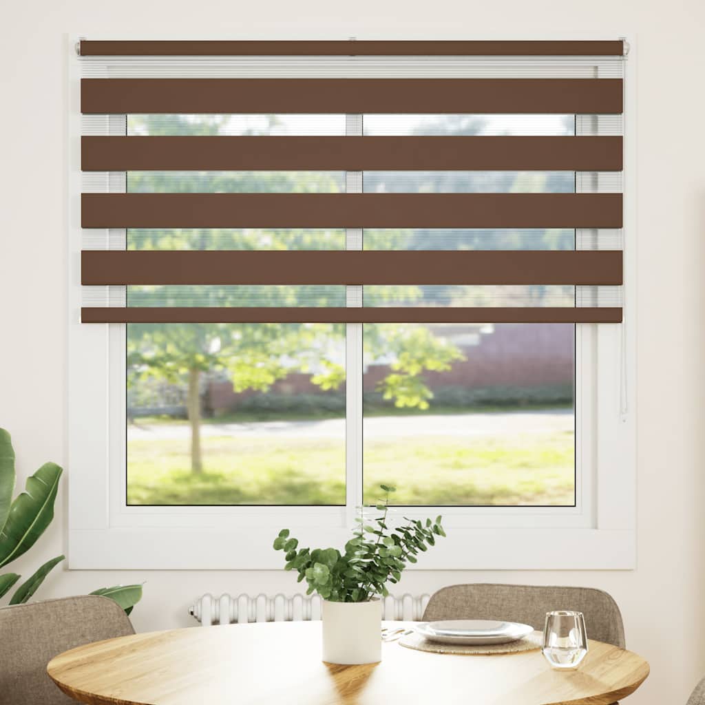 vidaXL Zebra rolgordijn 140x100 cm stofbreedte 135,9cm polyester bruin afbeelding