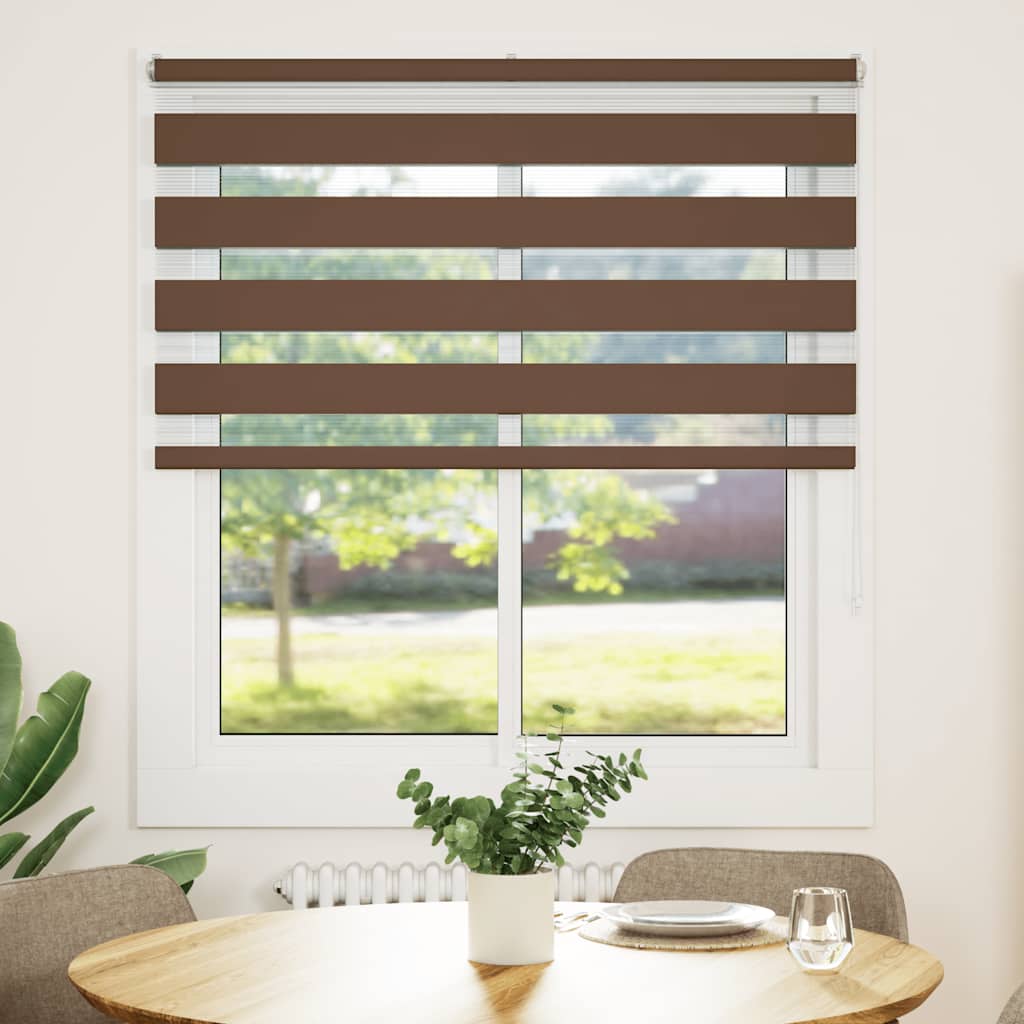 vidaXL Zebra rolgordijn 125x150 cm stofbreedte 120,9cm polyester bruin afbeelding